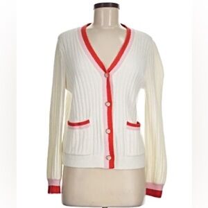Loft women's v-neck cardigan is a white knit sweater